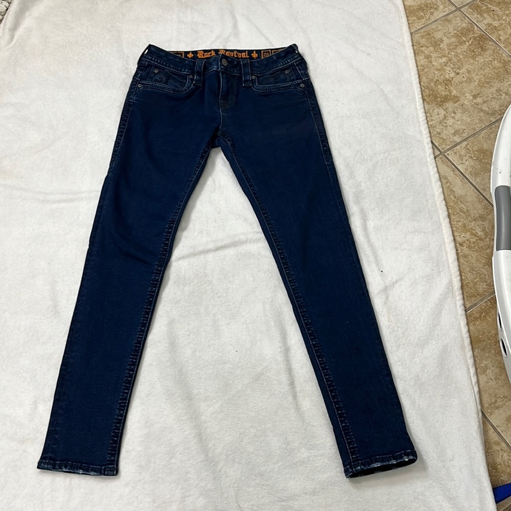 Rock Revival skinny jeans. No destruction. A dark jean size 26